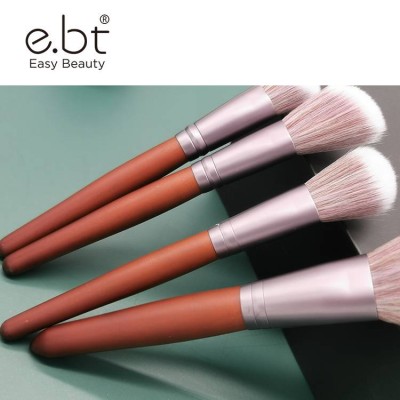 E.bt03#2021 Best Selling High End Vegan Brown Color Make Up Brushes Custom Professional Make Up Brushes