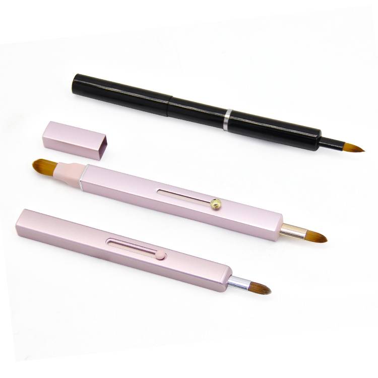 2021 New Arrival Design Personalized Professional Mini Pink Gold Lip Retractable Cosmetic Lipstick Makeup Brush Wholesale